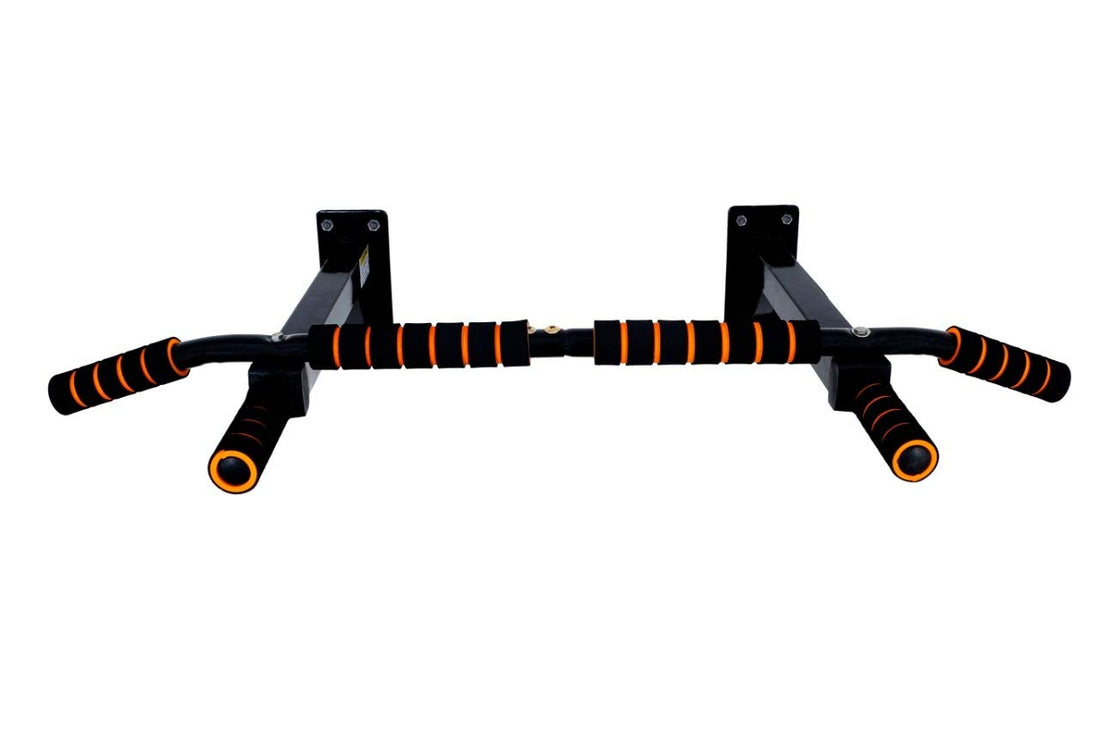 IBS Foam Grip Pull-Ups/Chin-Ups Bar-Solid Steel-Wall Mountable bar-4 Grip Positions-for Home Use-Biceps/Triceps/Lats/-Max Load 150 Kg(BLACK)