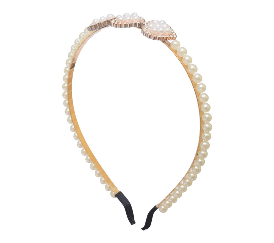 Daphne Girls Hair Band With Heart Shaped Beads - Gold