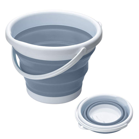 Songway Folding Silicone Plastic Bucket, Space Saving Bucket for Home Cleaning, Camping, Fishing, Garden and Travel - Portable Water Storage Carrier (Gray, 3L)