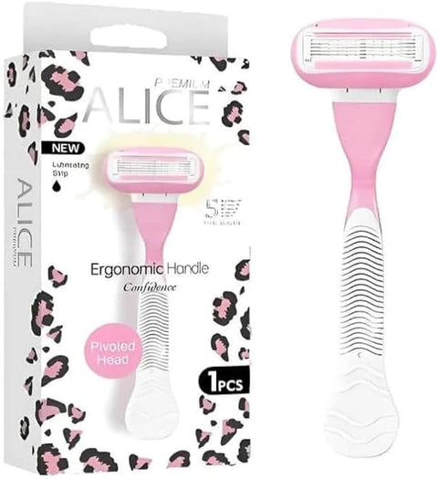 ALICE Premium Women's Razor with Five Layer Blade, Is What Your Skin Deserves – Silky Smooth, Effortless Close Shave (Multiple Colors) - Single Head Shaver