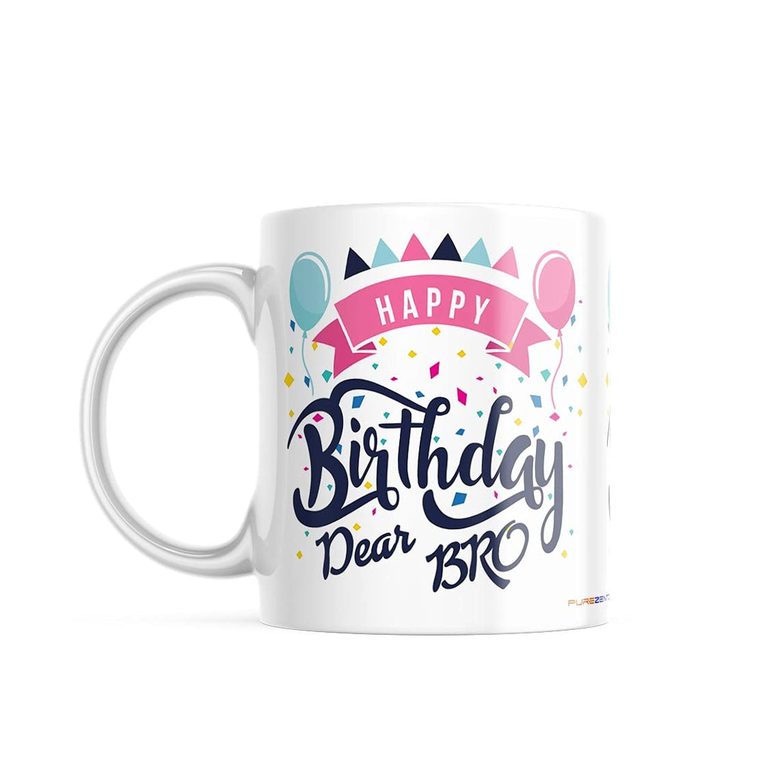 PUREZENTO Happy Birthday Dear Bro Best Gift for Brother's Birthday. Ceramic Coffee Mug/Milk/Green Tea, (350ML) Microwave Safe, Dishwasher Safe Free from Chemicals.