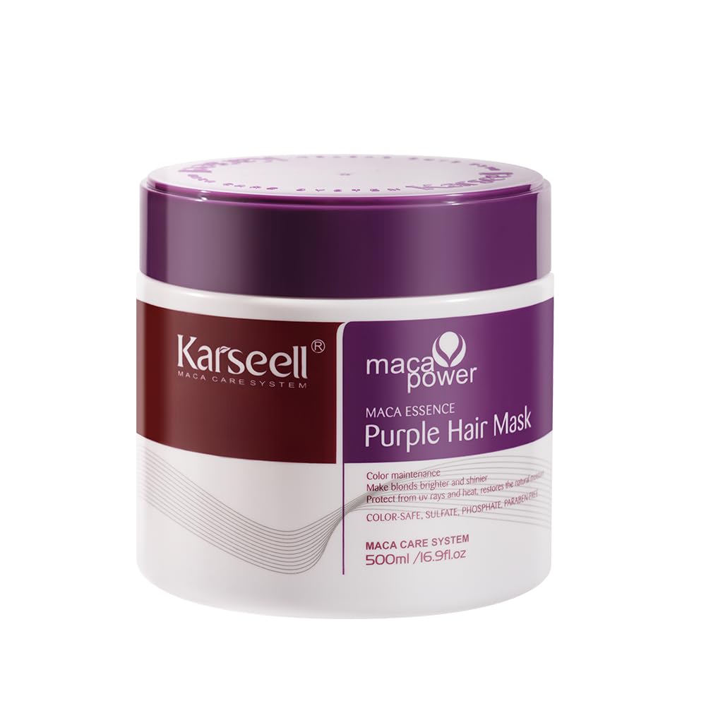 يحيد اللون النحاسي والأصفر للشعر الأشقر والفضي والرمادي 16.90 أونصة Karseell Purple Hair Mask