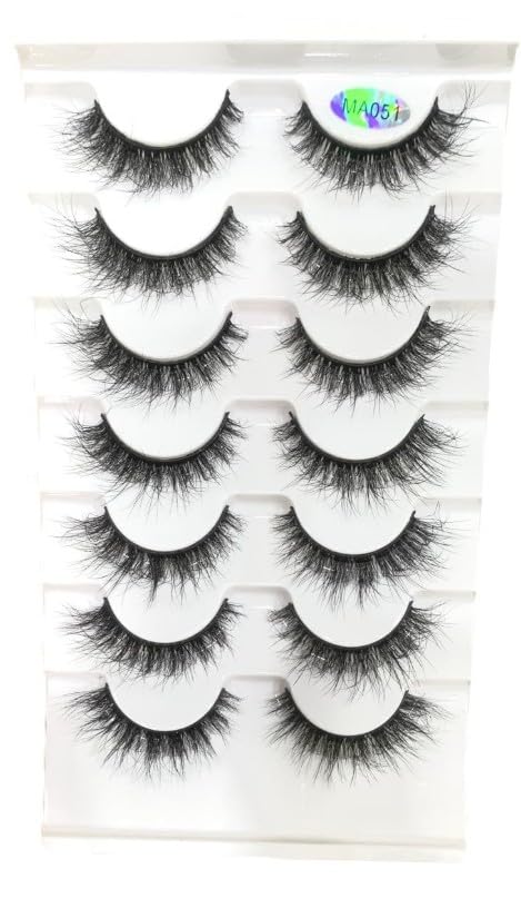 3D Clear Band Lashes 1 Natural Soft Faux Mink Lashes Cat Eye Wispy Short Cross Reusable False EyeLashes 10 Pairs - (MA05)