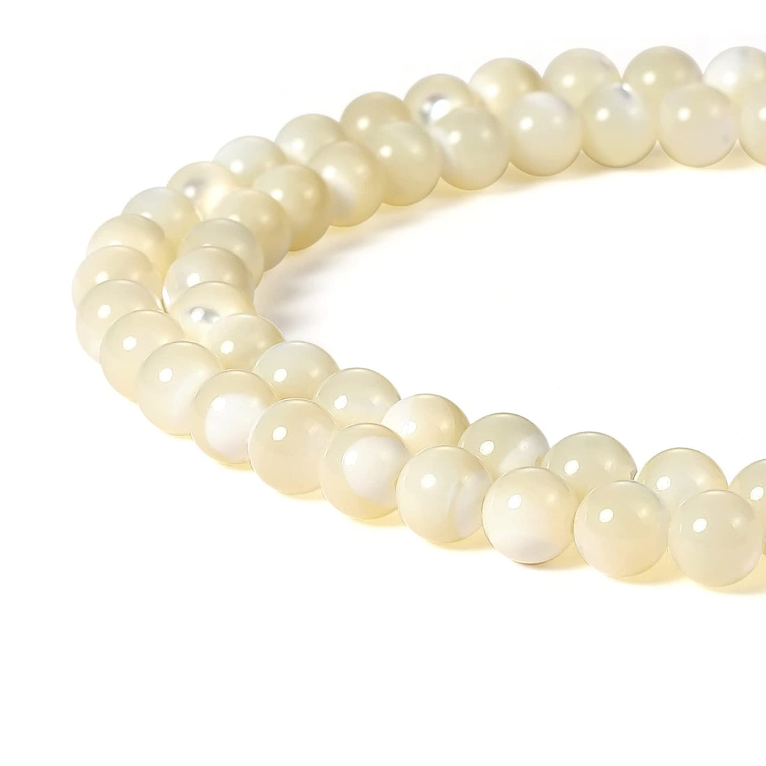 BEADNOVA 6mm Natural White Mother of Pearl Shell Beads Gemstone Round Loose Beads for Jewelry Making (62-64pcs)