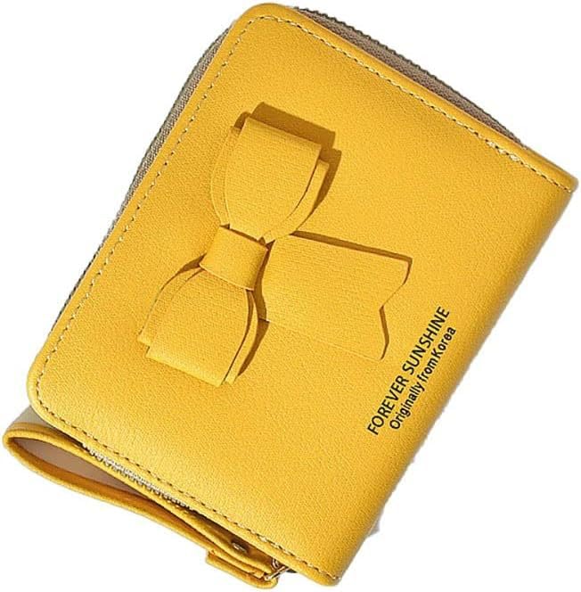 Fayruz Jewelry Women Wallet Butterfly Design Fashion Multifunction Credit Card Case Card Holder with Key Ring Secure Zipper 11 Card Slots (Yellow)