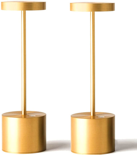 SAKRINGT 2 Pack Cordless Table Lamp Rechargeable, 5000mAh Battery Operated Portable Table Light,Dimming LED Table Lamp for Restaurant/Patio/Outdoor(Gold)