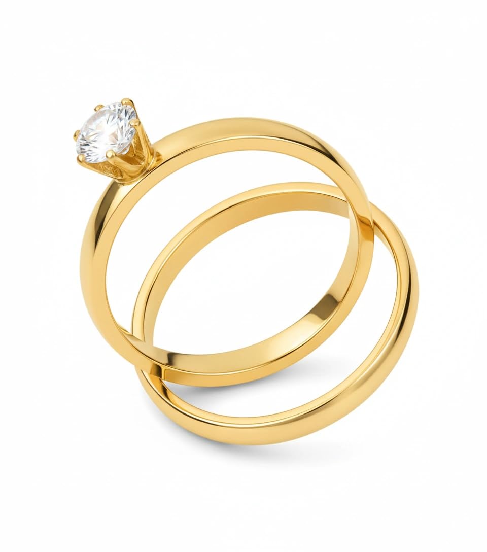 Two Piece Ring P A V O N E Cubic Zircon Style Gift For Women Fashion Day Wife Lover Family Member Girlfriend Stainless Steel 18K gold Plated Valentine's Day Mother's Day - Ring 17 Size