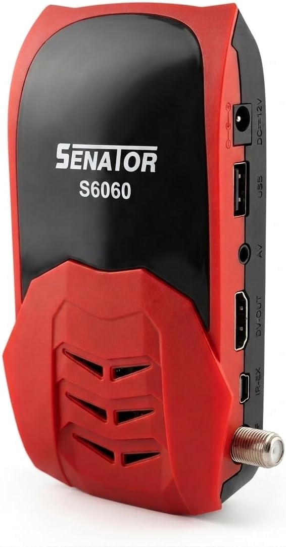 Senator Satellite Receiver S6060, Full HD 1080p, Built-in WiFi, 1GB RAM, USB and HDMI, Black in Red, for HDTV