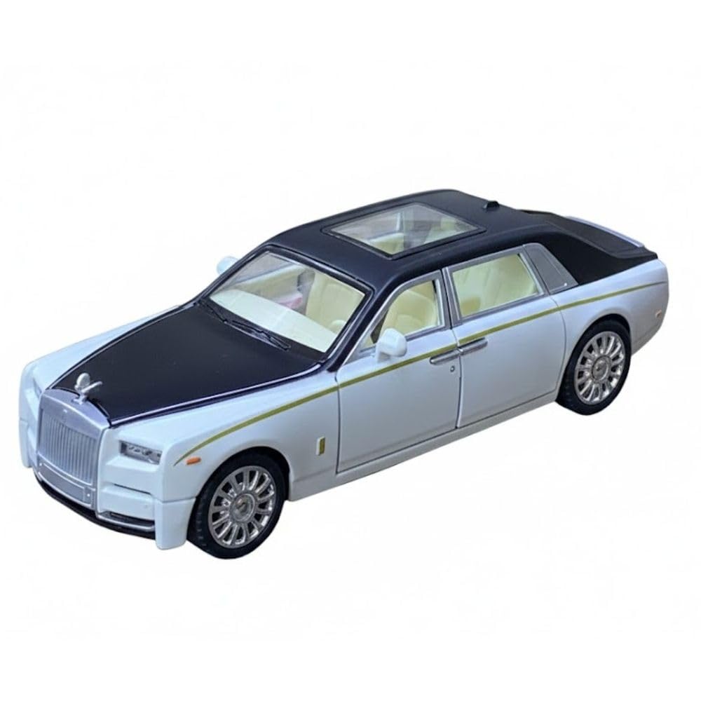 Rolls-Royce Phantom Car Die Cast Model with Lights and sound 1:24 Scale White- SR-2420A