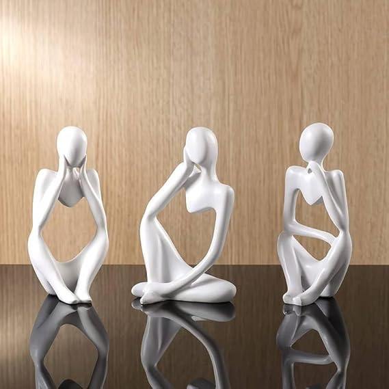 ‎Abstract thinker statues modern sculpture white stone powder style office decor living room ornament bookshelf figurines artistic resistant smooth gift home table decorative ornaments housewarming,