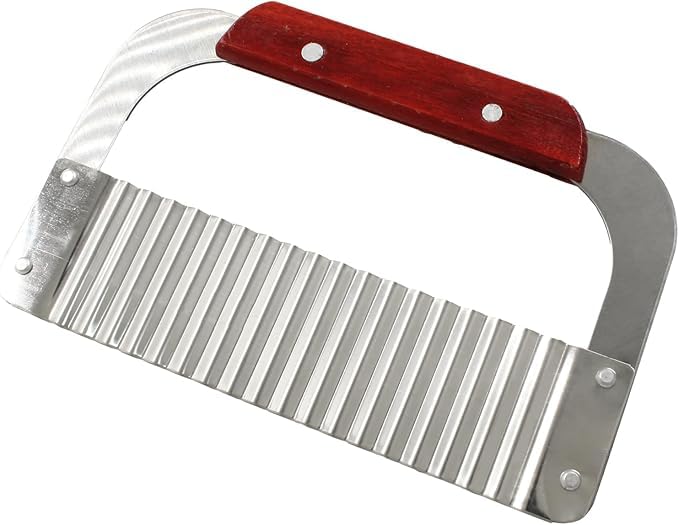 Volora 1 Piece Stainless Steel Cutter with Wooden Handle, Wavy Potato Cutter for French Fries Carrot Vegetable
