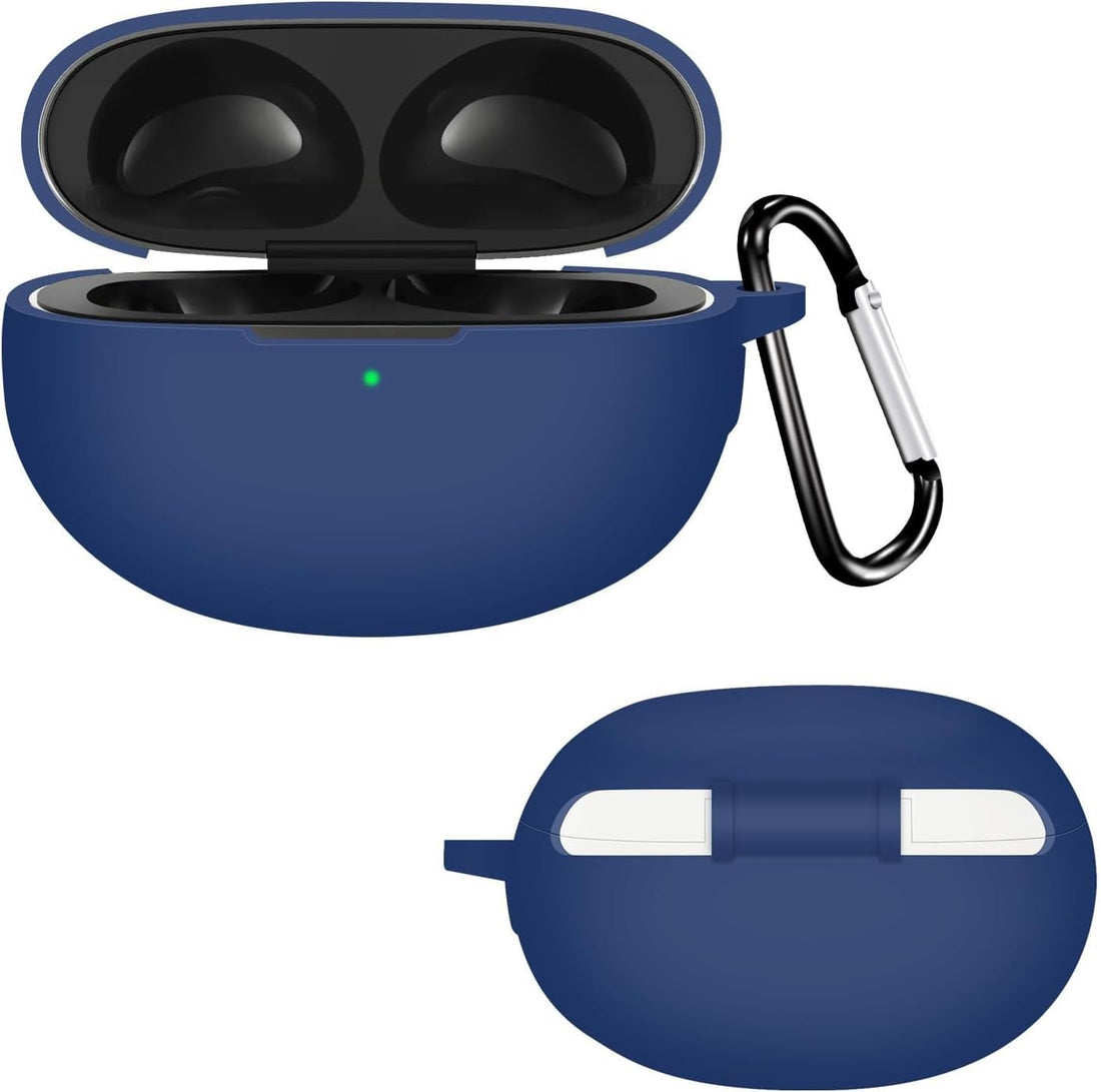 Dl3 Mobilak Silicone Case Compatible with Realme Buds Air 6 Earbuds, Soft Silicone Protective Case Cover, Shockproof Sleeve with Carabiner For Realme Buds Air 6 (Blue)