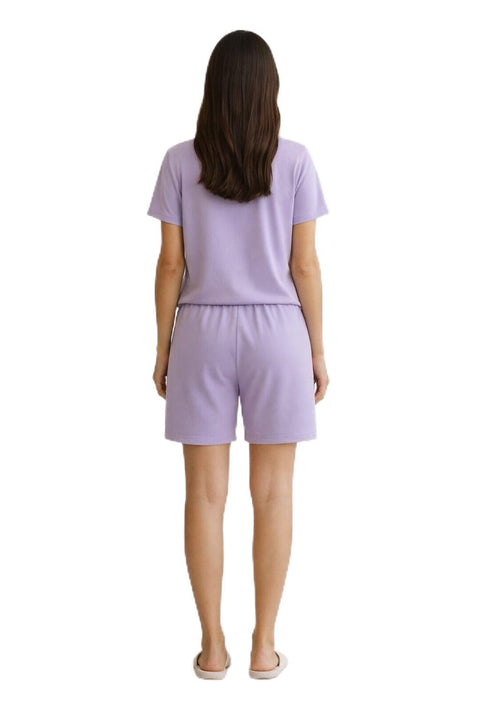 Lavandula Women's Summer Pyjama, Pure Cotton, Comfortable Loungewear with T-Shirt and Shorts
