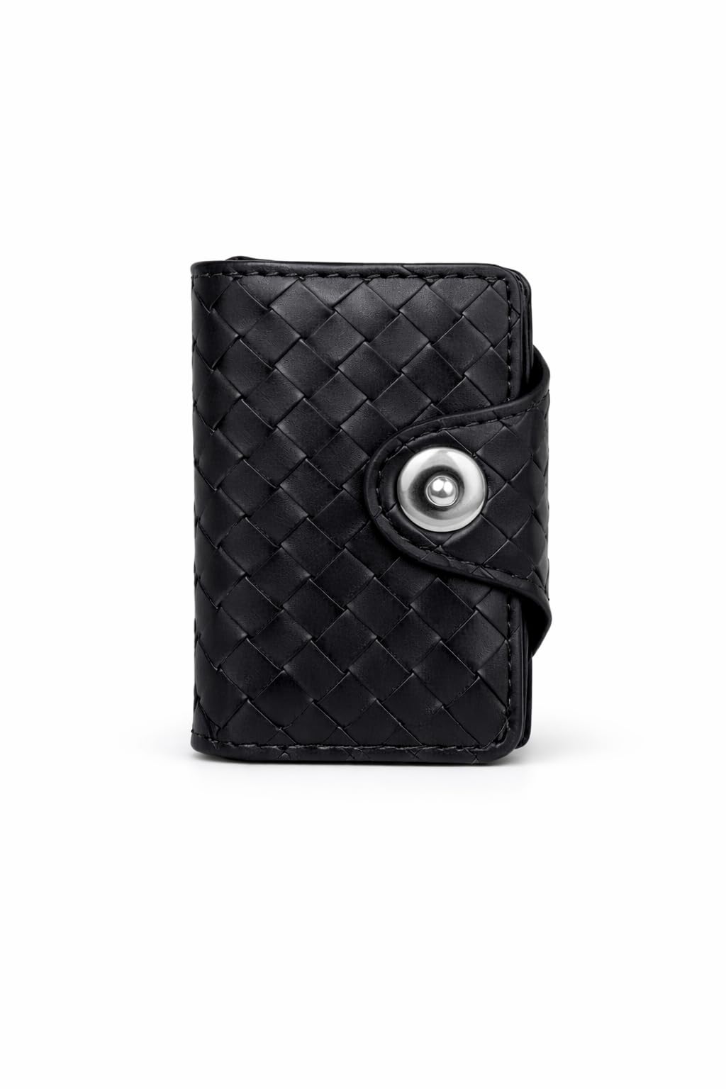 Horse Imperial Leather Card Wallet with Snap Button Closure (BLACK)