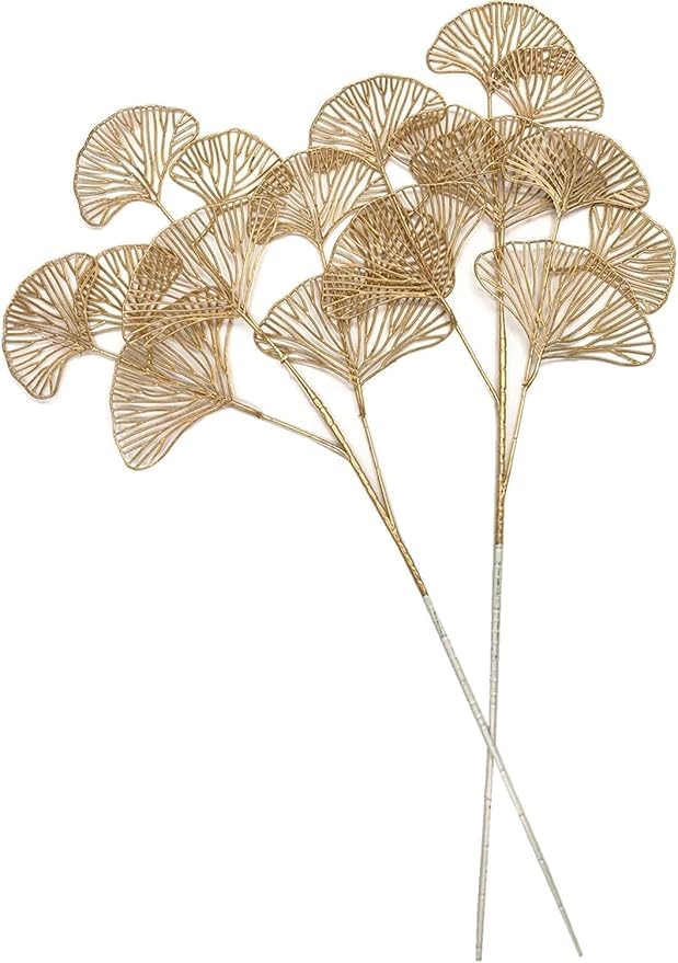 Artificial Flower Branch with Golden Leaves Fake Flowers Sticks Set of Decorative Items for Wedding Home Decoration Plants Living Room Table Decoration