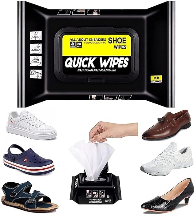 Shoe Wipes Sneaker Wipes (1 Pack of 80 Pcs) Instant Sneaker Cleaner Shoe Cleaning Wipes Sneaker Wipes for Shoes Quick Remove Dirt Stain Sneakers Cleaning Kit