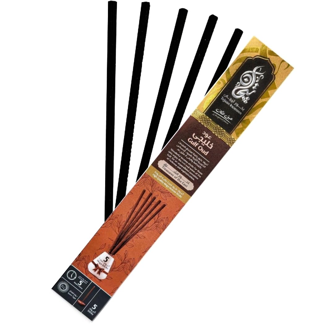 5 Hours Premium Quality Oud Incense - Pack of 5 Mega Sticks (Gulf Oud)