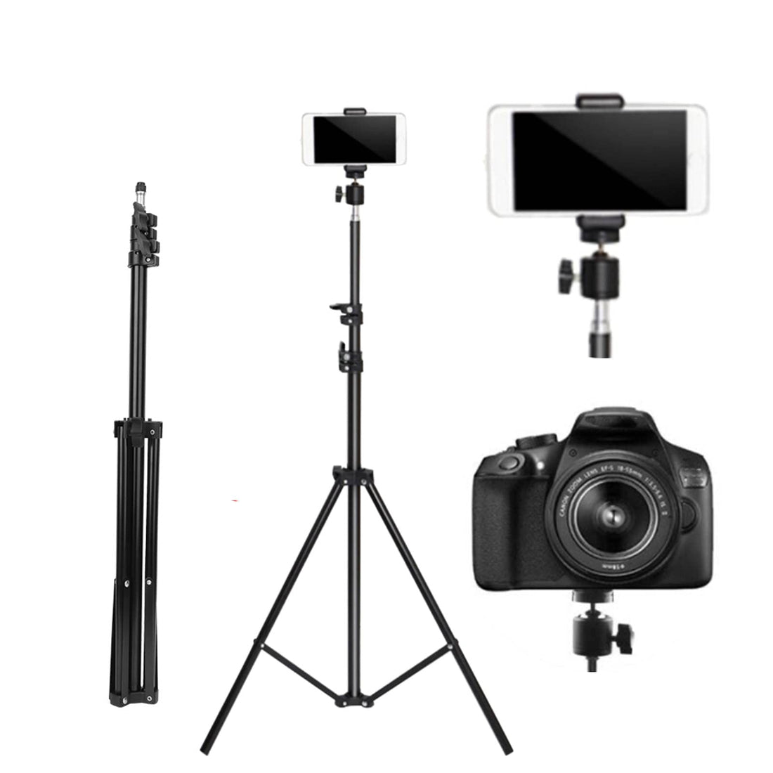 Garsentx Camera Tripod, 200cm Extendable Digital Camera Camcorder Tripod Stand with 360° Rotation Panorama Ball Head for Smartphone, SLR Cameras, Digital Cameras, etc.
