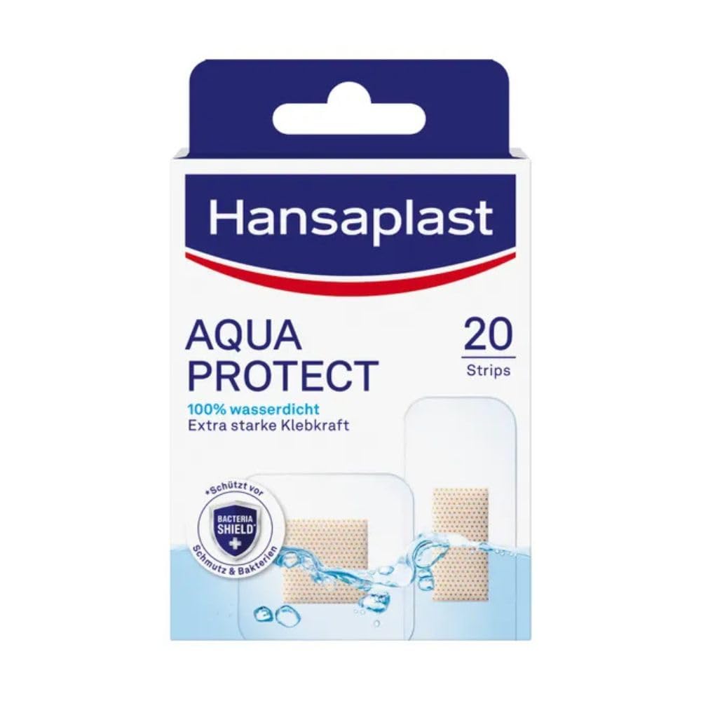 Hansaplast Aqua Protect Patch (20 Strips), Waterproof Wound Patches with Extra Strong Adhesion, Adhesive Plaster Ideal for Showering, Swimming and Bathing