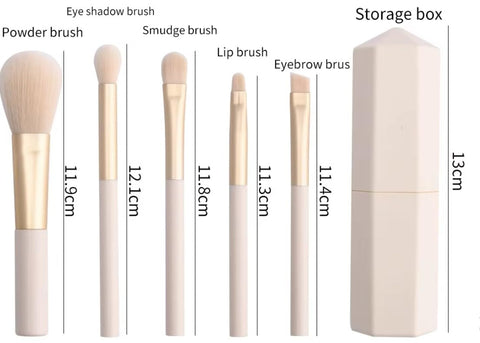 Makeup Brush MEDIUM Set 5Pcs, Premium Synthetic Foundation Concealers Powder Blush Blending AND CONCEALER Makeup Brush Set Face Eye Shadows Angled Eyeliner-pink or beige color -with cover