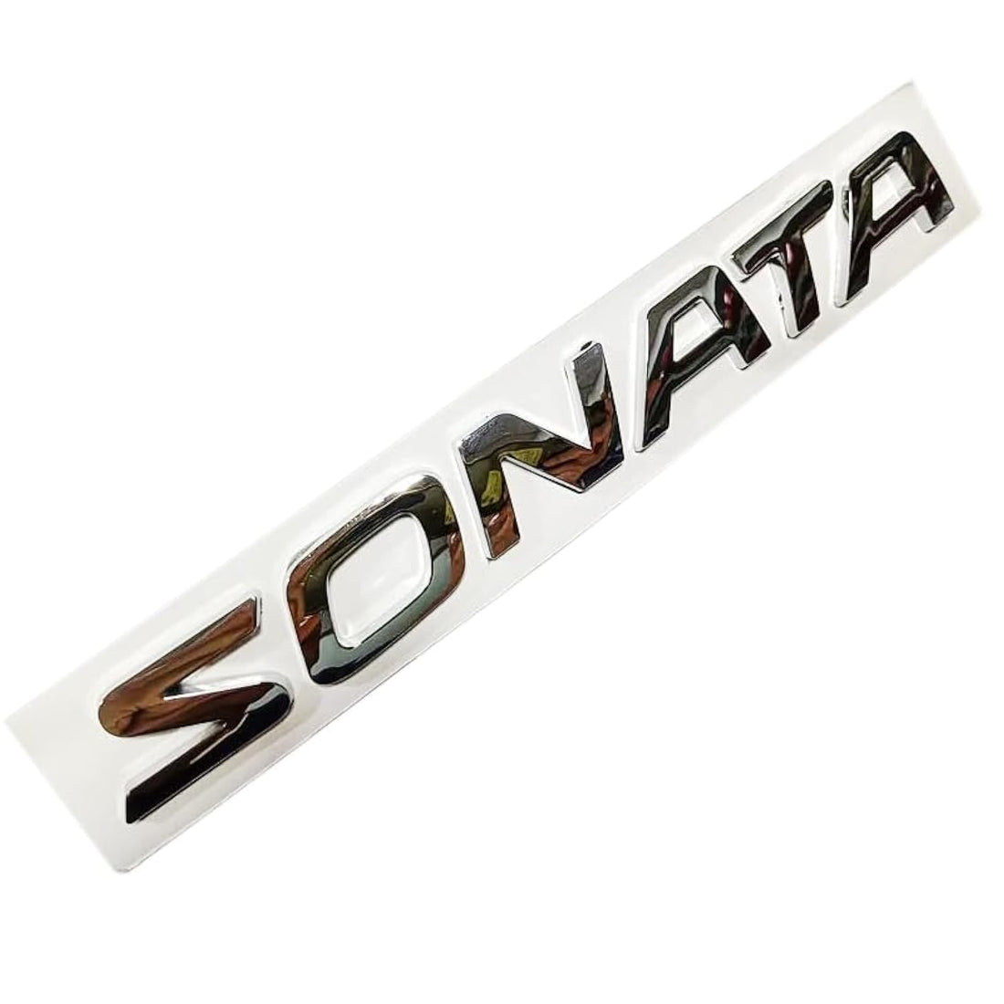 KaberTrade 3D Silver Car Emblem Sticker Decal - Compatible with Sonata - Size 19cm Long 2cm Wide Suitable for Most Models - KaberTrade