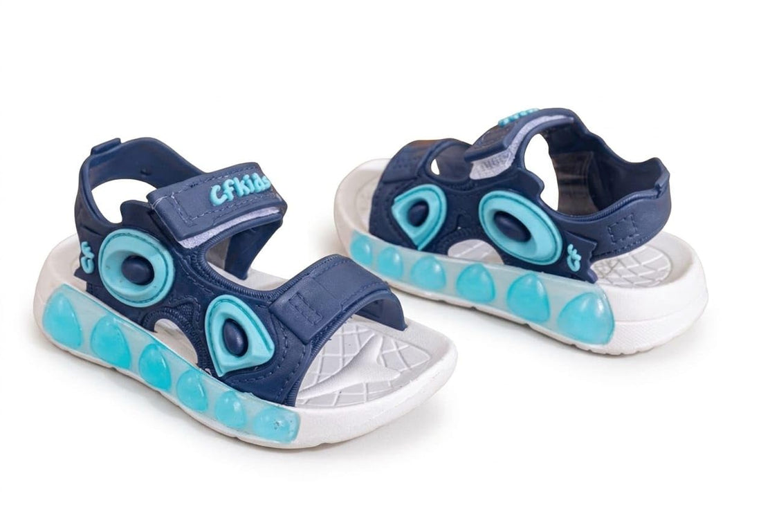 Baby Boys Summer Medical Sandals, Blue and Sky Soft Sole Non-Slip Adhesive Closure, Sizes 22-35