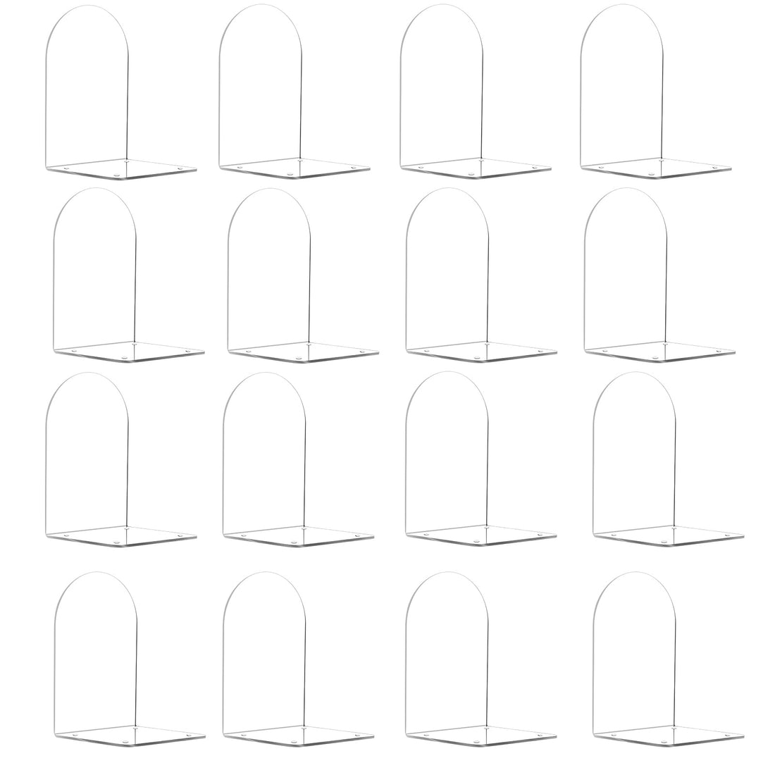 BEST MEDIA Clear Acrylic Bookends for Shelves, Heavy-Duty Book Stoppers and Organizers for Books, Home Office, and Desktop Decoration - 18H x 12W x 12D cm - Circular Arc - 16 Pack - Clear