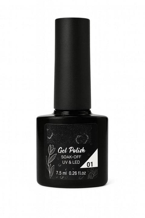 Black Gel Nail Polish 7.5ml – Deep Solid Black Color – Smooth Coverage, Glossy Finish, Soak Off UV/LED Gel for Nail Art, Designs, Manicure, Home & Salon Use