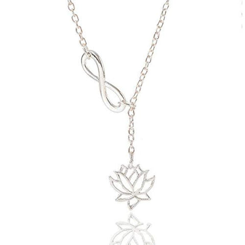 Necklace Simple Flower Lotus - Plated Sliver