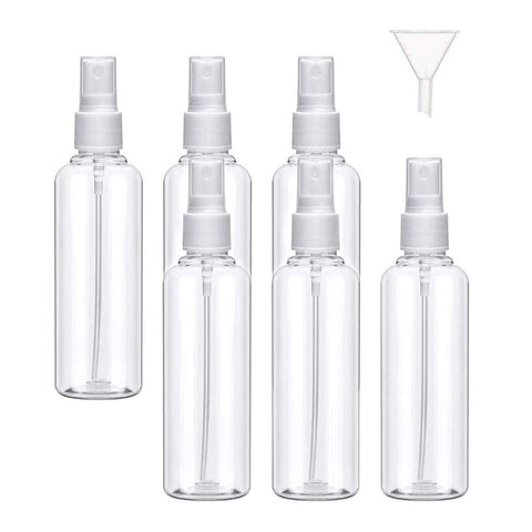 Spray Bottles, Suithink 6PCS 60ml Clear Empty Plastic Fine Mist Travel Atomiser Set with Funnels,Transparent Refillable & Reusable Travel Bottles Toiletries Set for Lotion, Perfume,Water Liquid