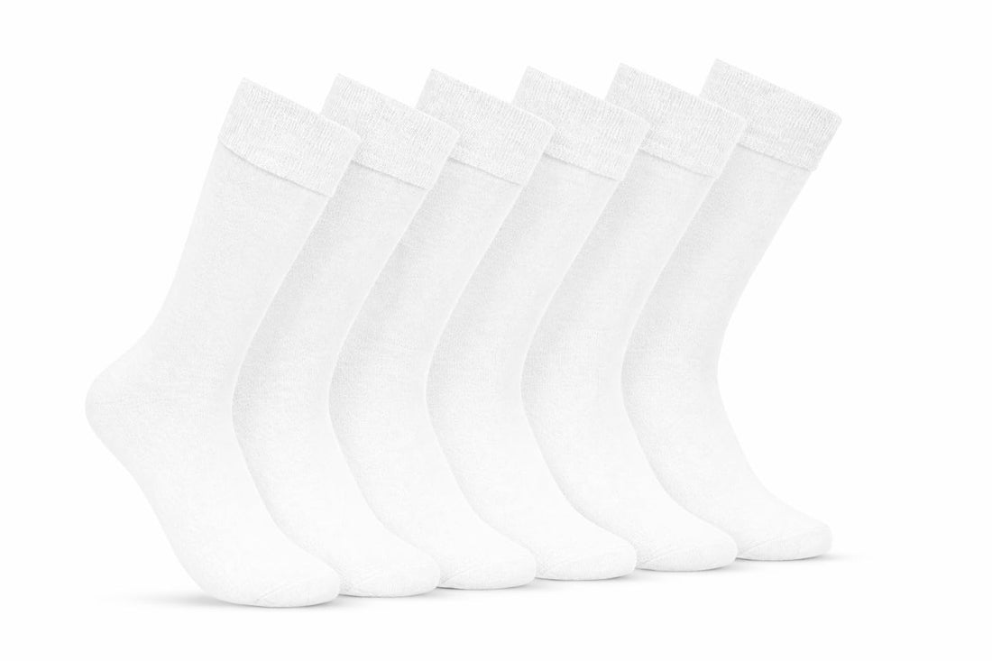 6 Pairs Cotton Lycra Classic Plain Crew Socks for Men & Women – Breathable Unisex Long Socks for Gym, Travel, Work & Everyday Comfort