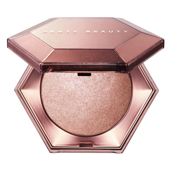 Fenty Beauty ORIGINAL by Rihanna | DIAMOND BOMB | All-Over Diamond Veil Highlighter Powder for Face and Body | 8g / 0.28oz | VEGAN | by BELLA (02 ROSÉ RAVE, 0.28 oz (Pack of 1))