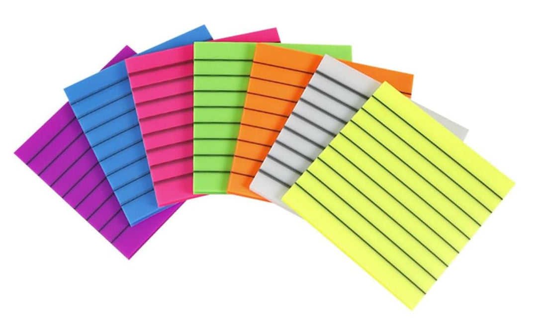 kunya Transparent Memo Sticky 50 Sheets PET Note Paper Daily to Do It Check List Paperlaria School Stationery Sticky Notes with Line Designed Resuable Before Transparent (Multicolor)