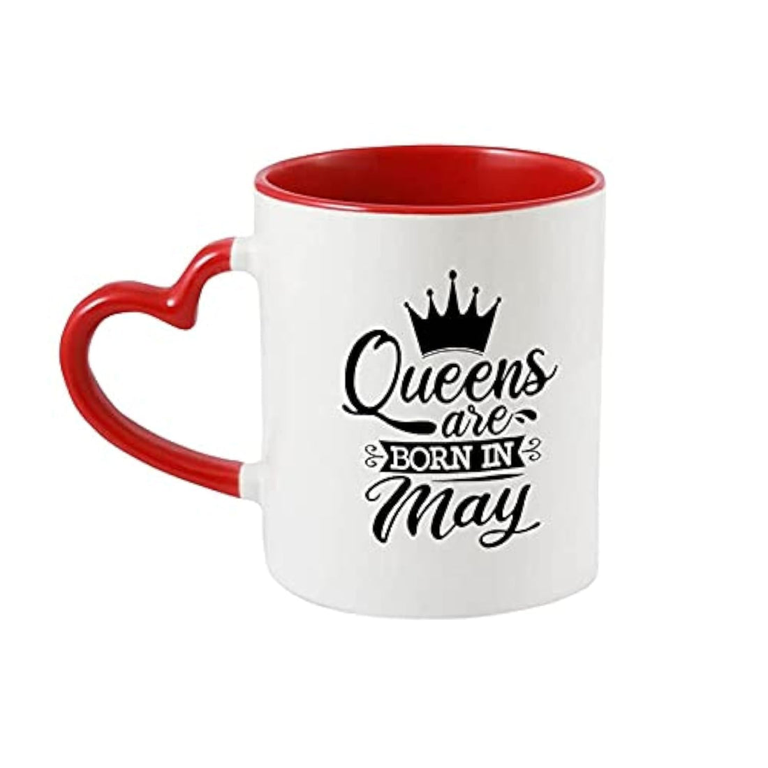 iKraft Heart Handle Coffee Mug| Printed Design - Queens are Born in May | Elegant Mug | Best Gift for Mom, Sister and Birthday Occasions - 11oz [325 ml]