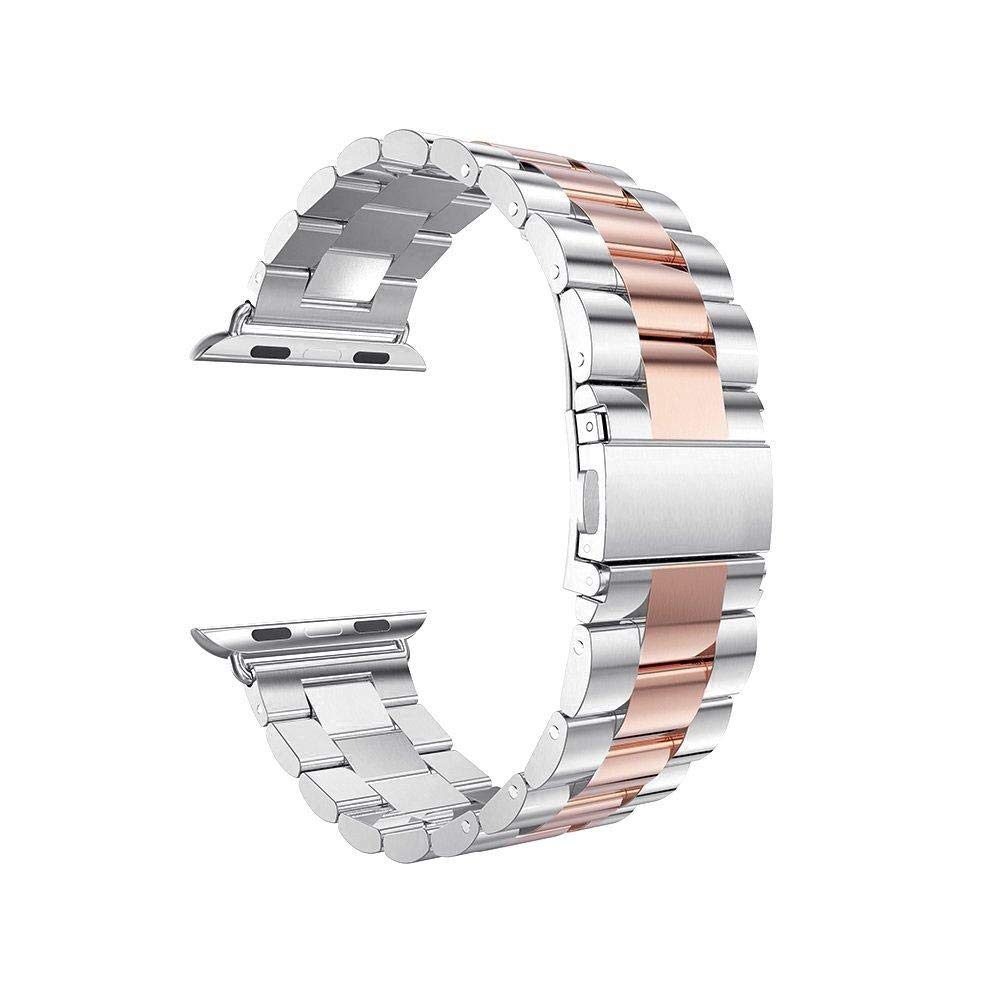 Generic iWatch Band for APPLE Women Men Stainless Steel Metal Band Strap for Apple Watch Series 4 Series 3, Series 2, Series 1, 38mm Silver/Rose Gold