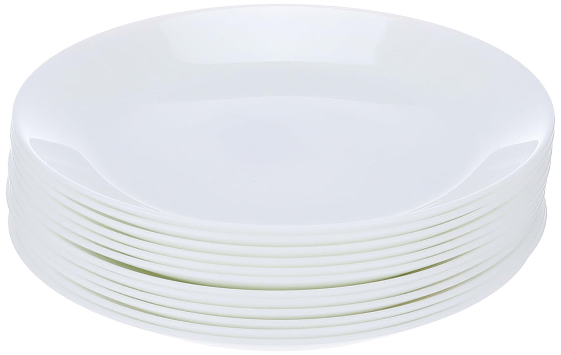 IKIA Dinner Plate Tempered Glass Porcelain Shape and Feel Side Plate Set French Made OFTAST (19 cm flat, 12)