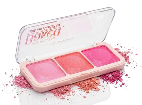 Colors Colorful FLORAL FLUSH BLUSH AND HIGHTLIGTER Palette Makeup, Matte Shimmer Eye Shadow Powder Palette,Naturing-Looking Long Lasting Waterproof - cover -3 COLORS