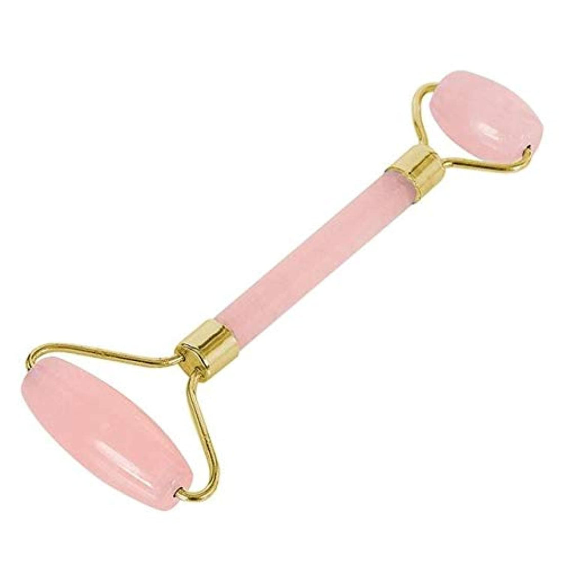 Double Head Massage Roller Natural Rose Quartz Crystal Jade Stone Anti Cellulite Wrinkle Facial Body Beauty Health Tool Pink