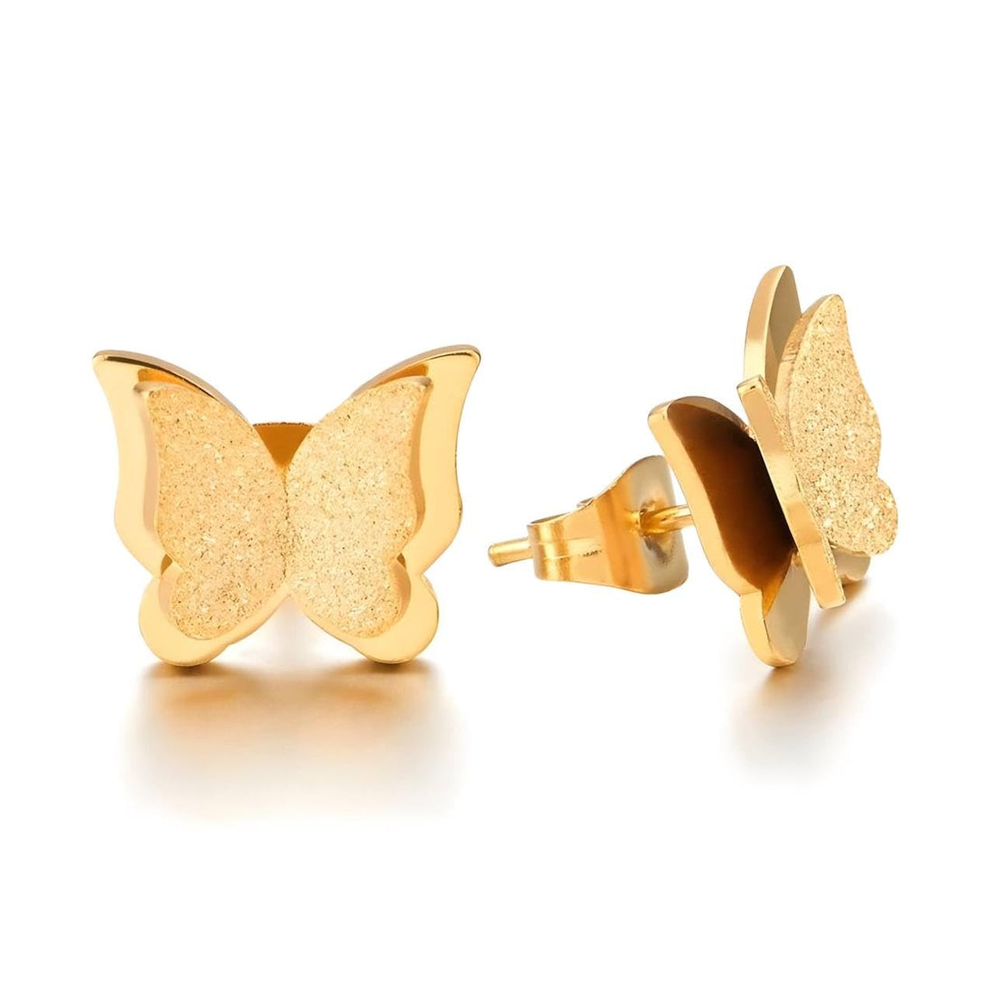 New Design Butterfly Gold Color Butterfly Stud Earrings For Women Steel Cute Women Girl's Earrings Jewelry Gift