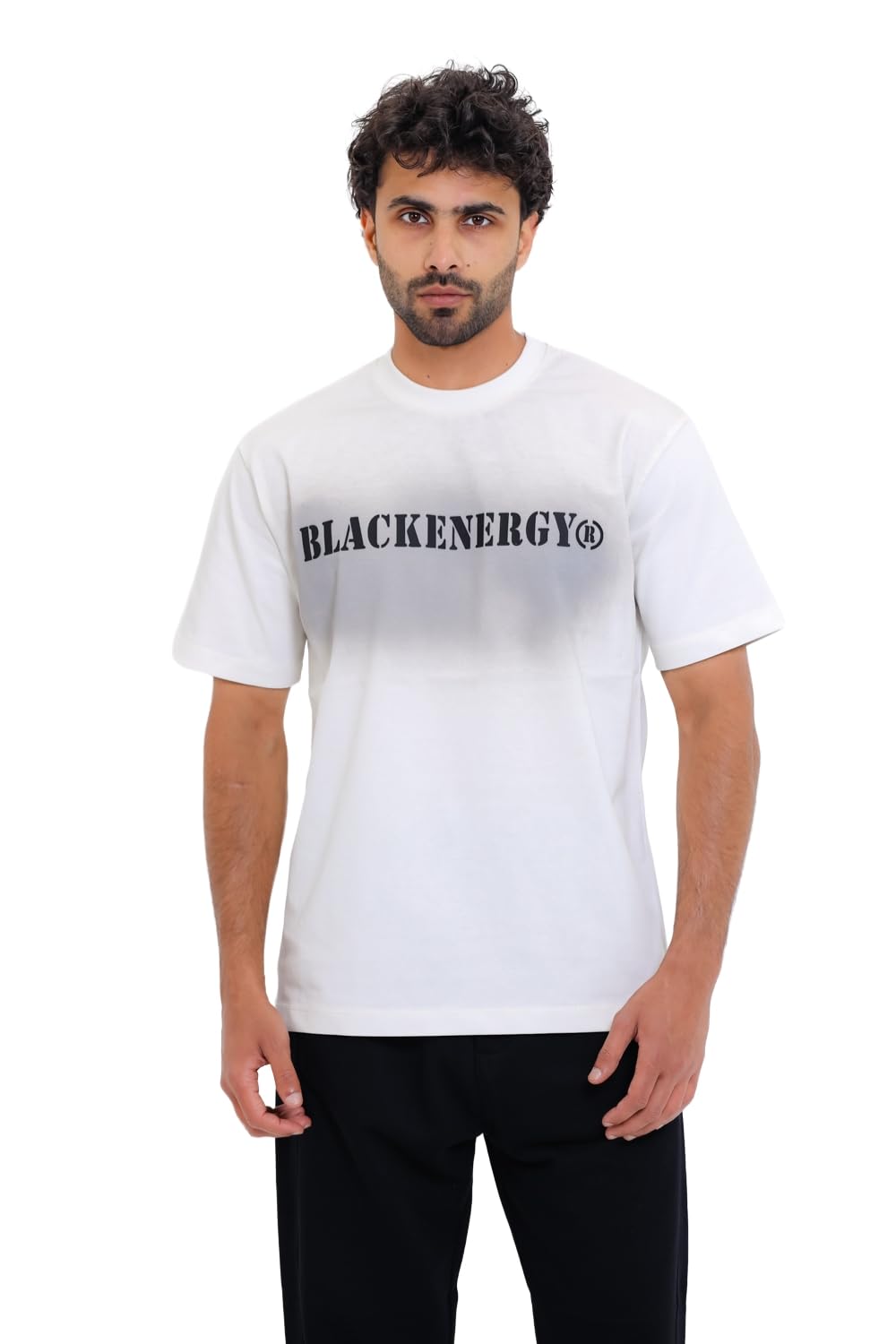 "Black Energy" Printed White T-Shirt