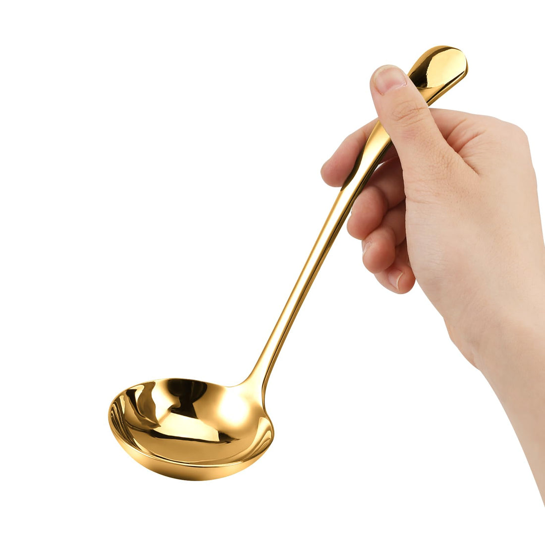7.9 Inch Gold Small Gravy Soup Ladle Small Ladle Spoon Gravy Ladle 18/10 Stainless Steel Sauce Ladle for Spooning Sauces or Gravies