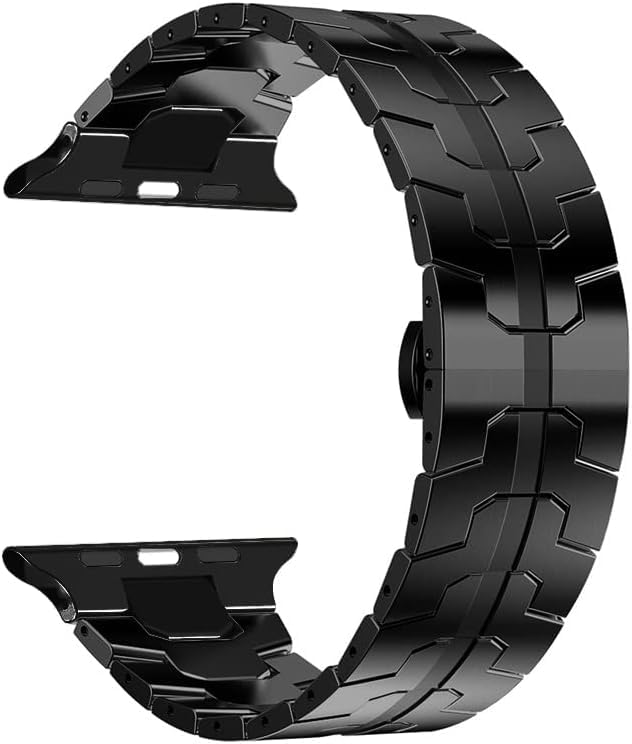 Apple Compatible with Watch Ultra 2 Ultra 49mm Stainless Steel Mesh Strap with Parachute style Buckle for Watch Series 10 46mm 9 8 7 45mm SE2 SE 6 5 4 44mm Series 3 2 1 42mm - Black