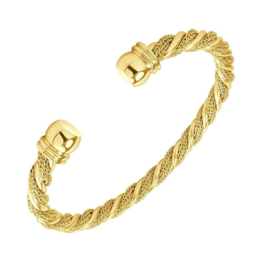 Julia Store 18K Gold Plated Stainless Steel Twisted Wire Bracelets Unisex Dainty Charm Bangle Bracelet Inspirational Adjustable Cuff Bracelet Jewelry Best Seller Birthday Gift