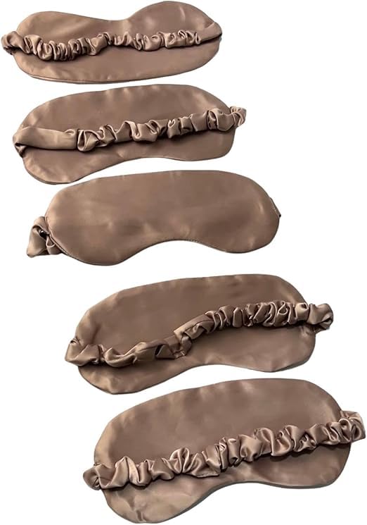 Satin Eye Mask Eye Cover - Completely Isolating Light - 5 Pieces (Coffee)