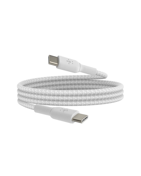 Belkin Braided USB-C to USB-C Cable (USB Type-C Fast Charge Cable for Samsung, Pixel, iPad Pro and More) - 1m,White