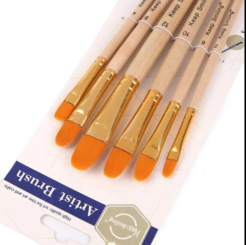S and A No. A609-6Z Keep Smiling Painting Brush with Round Tip 6-Piece Set, No. 2/4/6/8/10/12