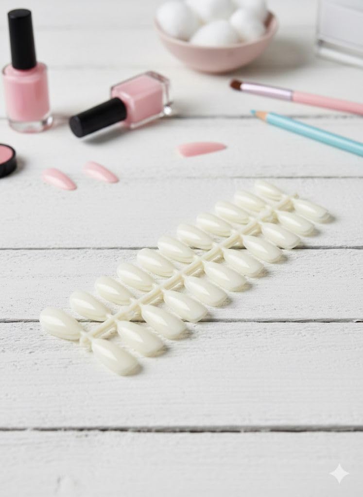 120 Pieces Clear Acrylic False Nails Tips French Acrylic False Nails Full Cover False Nail Tips for Nail Salon (White)