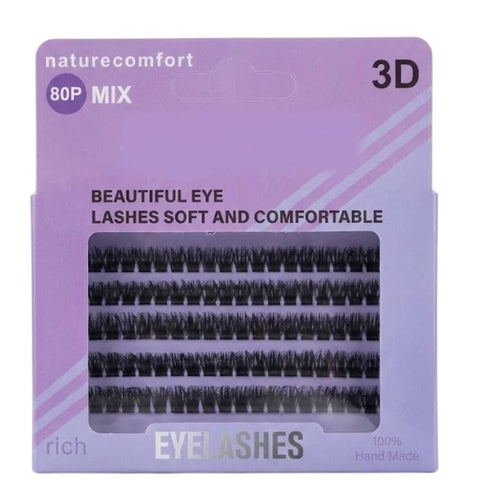 Cluster Lashes 80Pcs Individual LashesD Curl False Eyelashes Extension Reusable Soft Extension Diy at Home (80p)