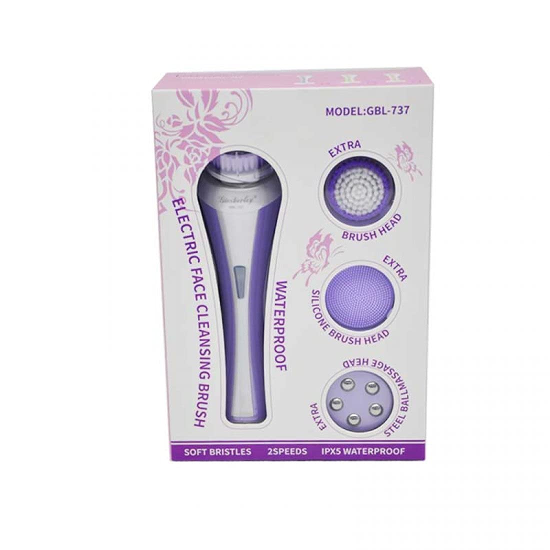 ELECTRIC FACE CLEANSING BRUSH WATER PROOF 4 BRUSHES STEEL BALL MASSAGE HEAD SILICON BRUSH HEAD 2 BRUSH HEADS