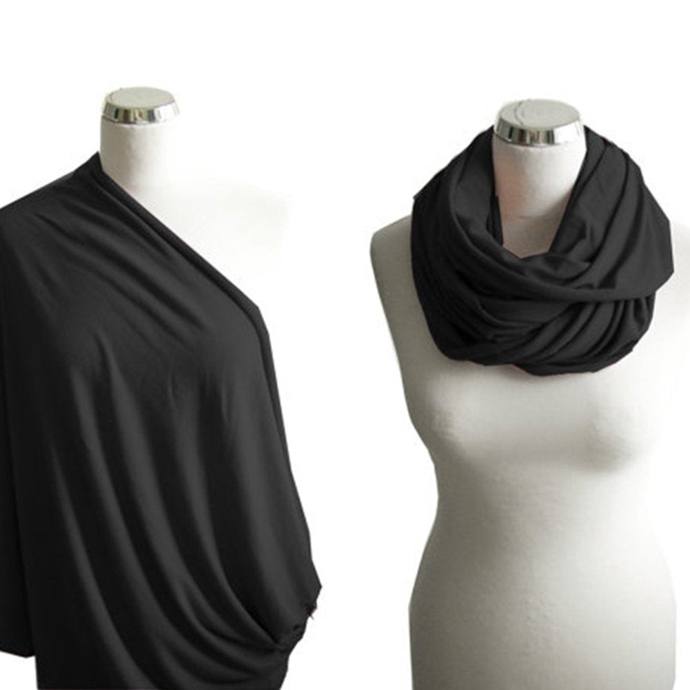 Moro Nursing Scarf & Breastfeeding Cover - Stylish Multi-Use Infinity Shawl - Stretchy Covers For Baby Carrier, Car Seat, Stroller, Canopy, And Shopping Cart (90 * 80Cm, Black)